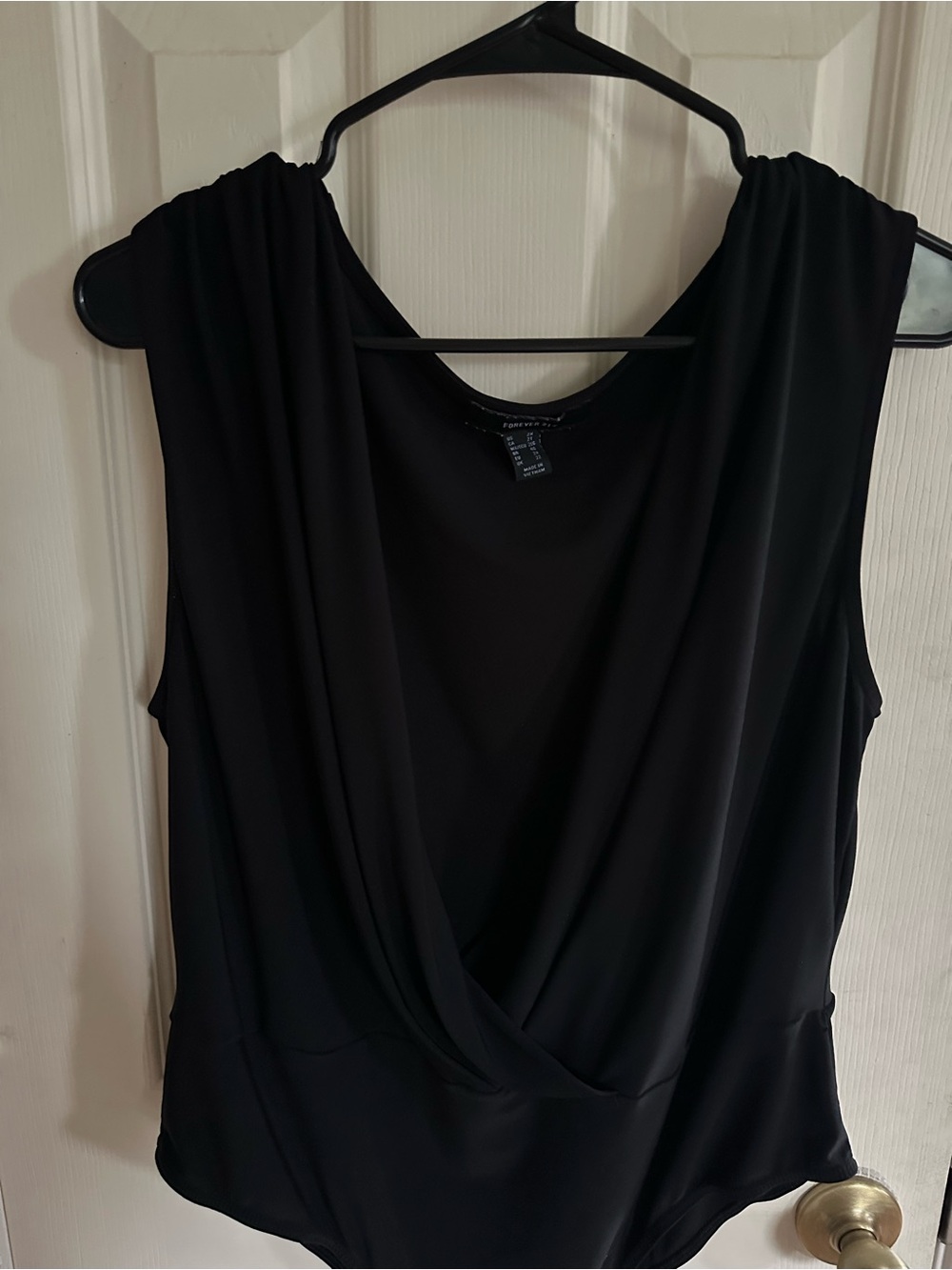 Forever 21 Black Draped Neck Bodysuit